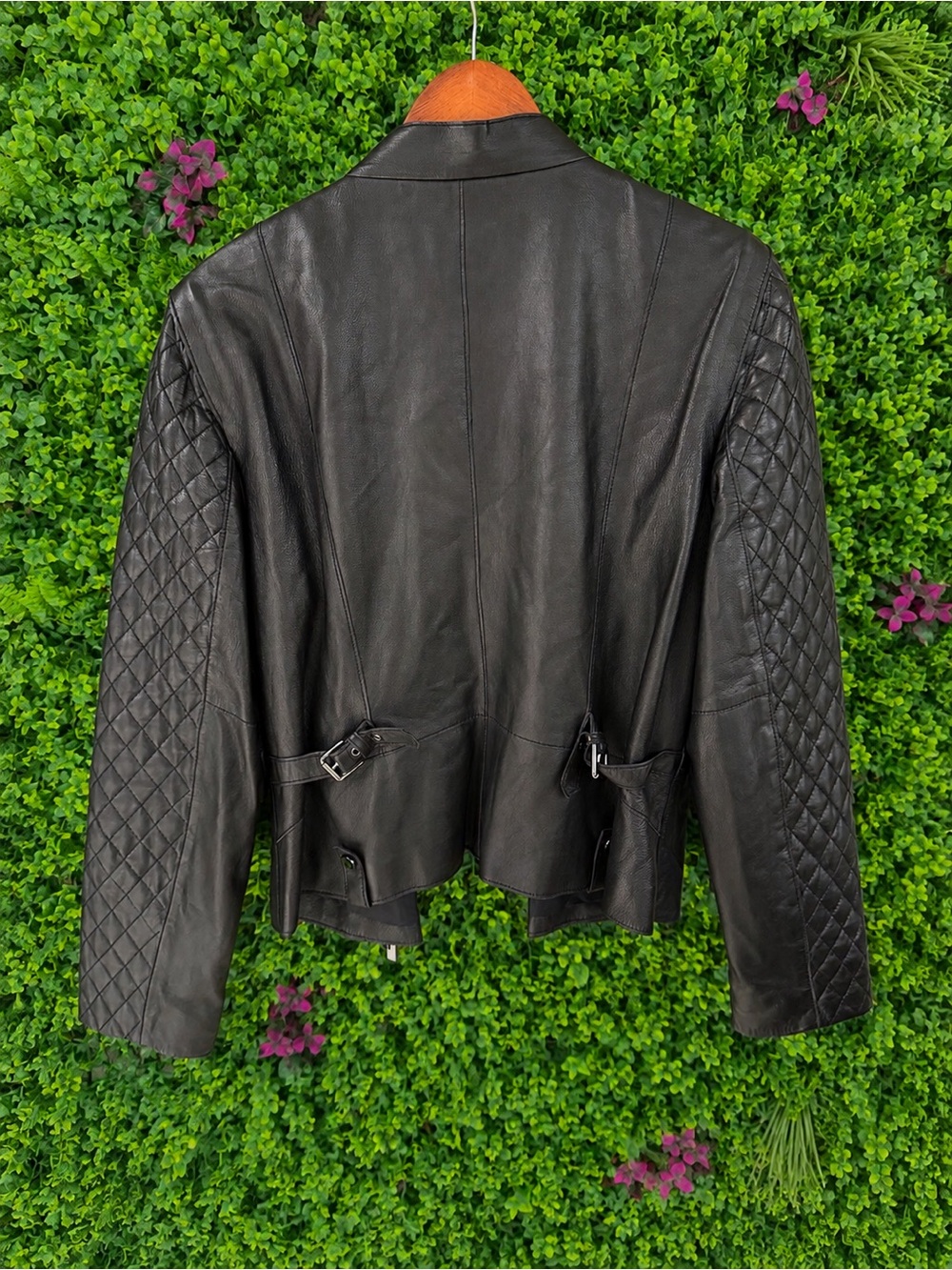 WORTH New York 100% Genuine Leather Quilted Moto Jacket Black Size 16 - Picture 10 of 12